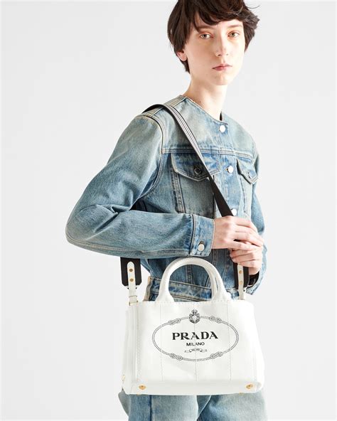 small cotton canvas tote prada|Prada canvas tote large.